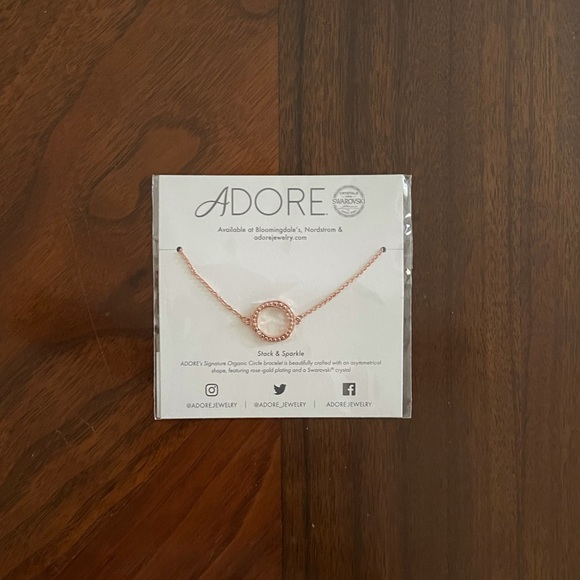 Swavorski Adore Jewelry Organic Circle Bracelet Rose Gold Crystal - Picture 3 of 8